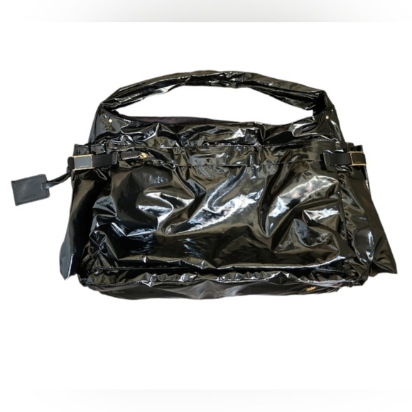 Sequoia Black Patent PVC Purse with lots of pockets - Picture 5 of 7